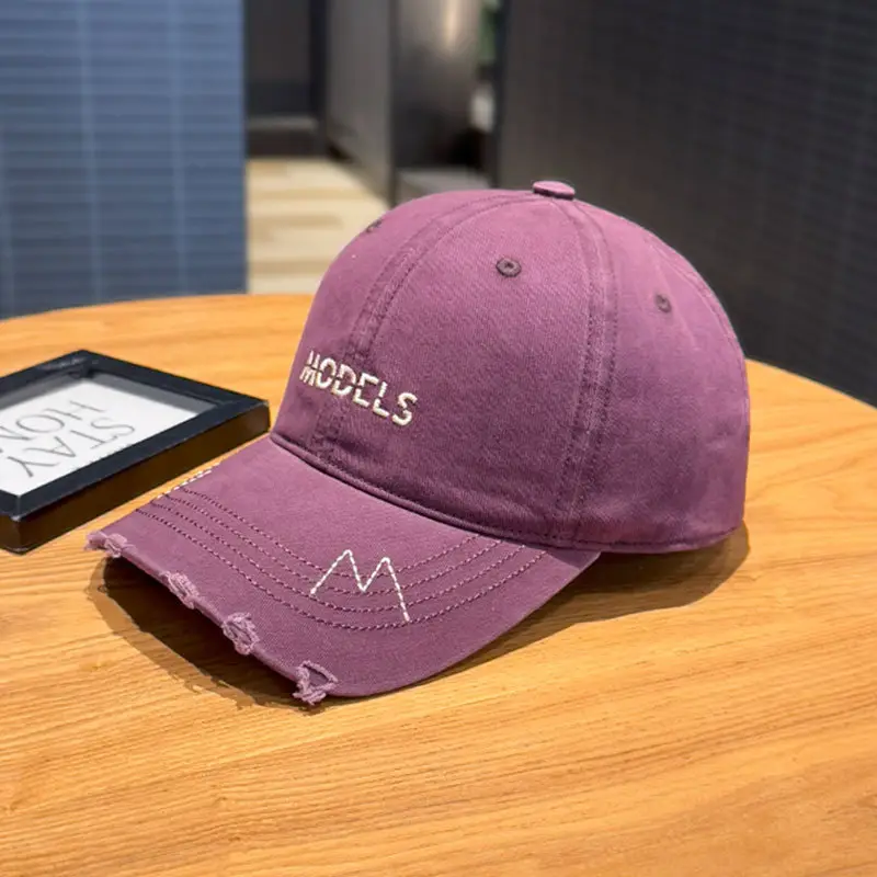 Korean Style Purple Baseball Caps with Embroidered M