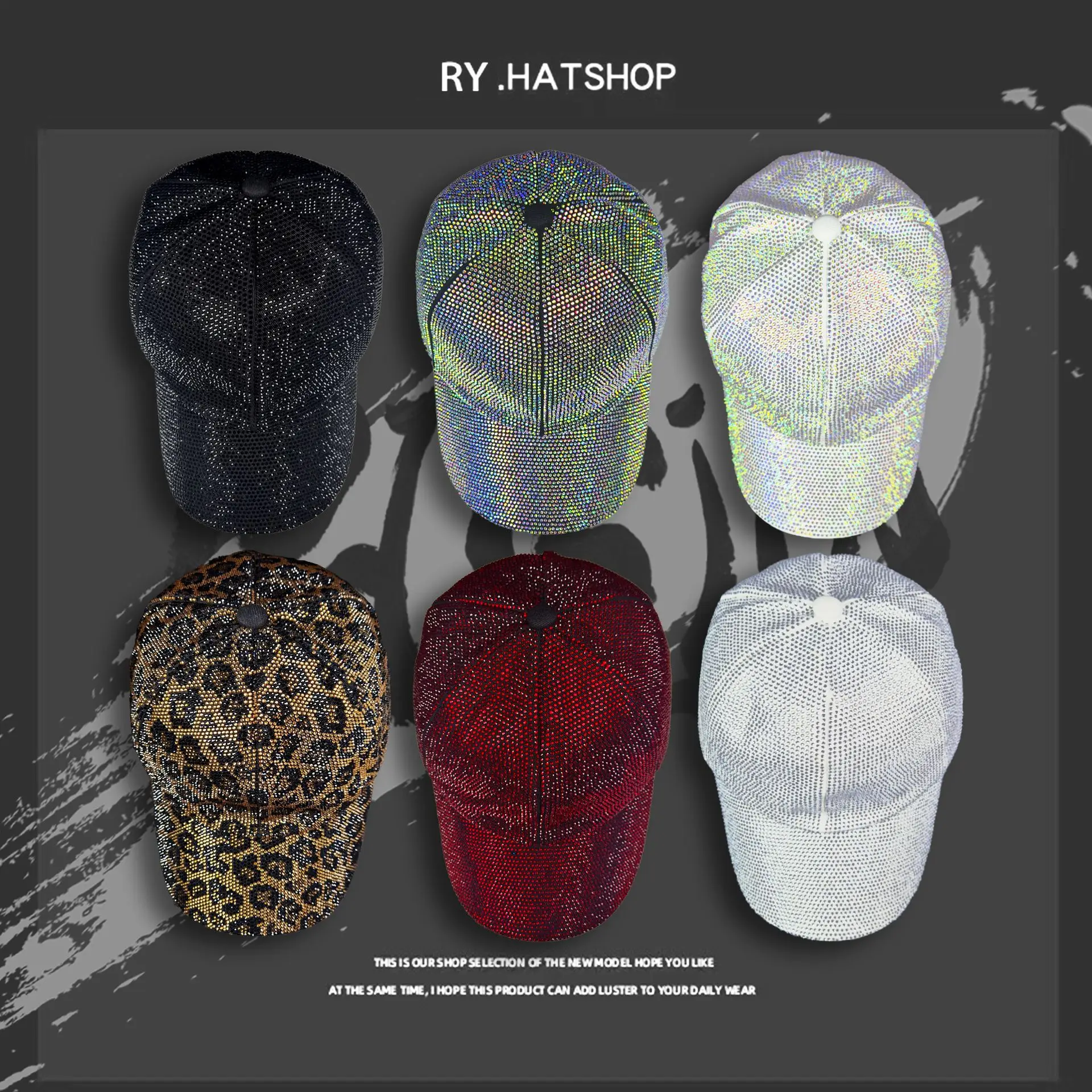 Diamond Encrusted Baseball Cap with Open Top Sunshade — feature 14