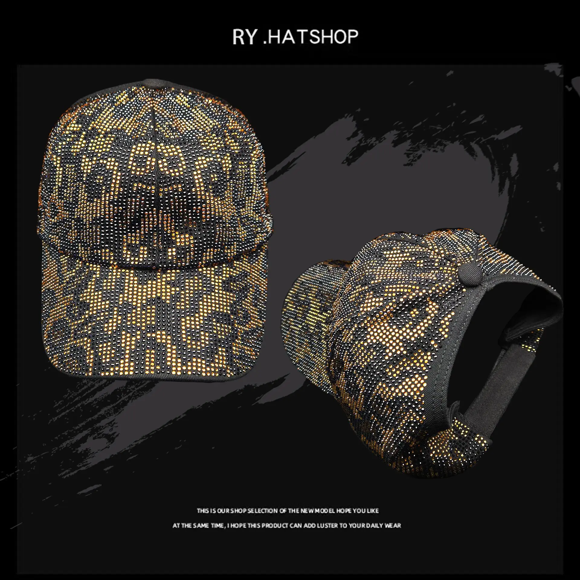 Diamond Encrusted Baseball Cap with Open Top Sunshade - Image 6