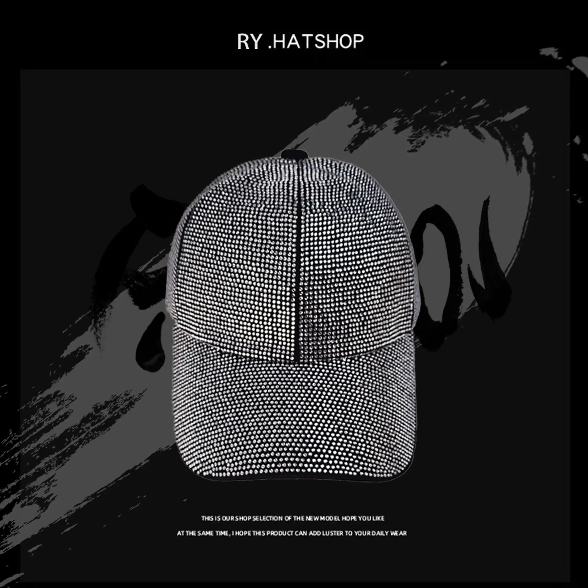 Diamond Encrusted Baseball Cap with Open Top Sunshade - Image 7