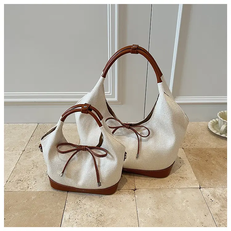 Cross-Border Canvas Vegetable Basket Bag Women Large Capacity 2025 New Summer Niche Single Shoulder Armpit Bag Commuter Tote Bag — feature 10