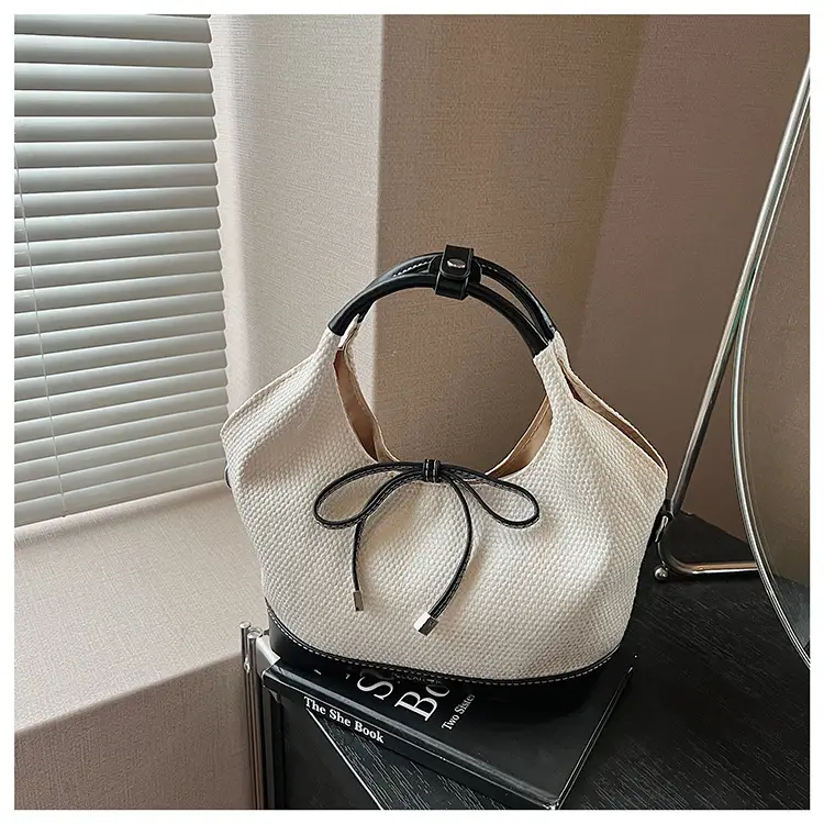 Cross-Border Canvas Vegetable Basket Bag Women Large Capacity 2025 New Summer Niche Single Shoulder Armpit Bag Commuter Tote Bag — feature 16