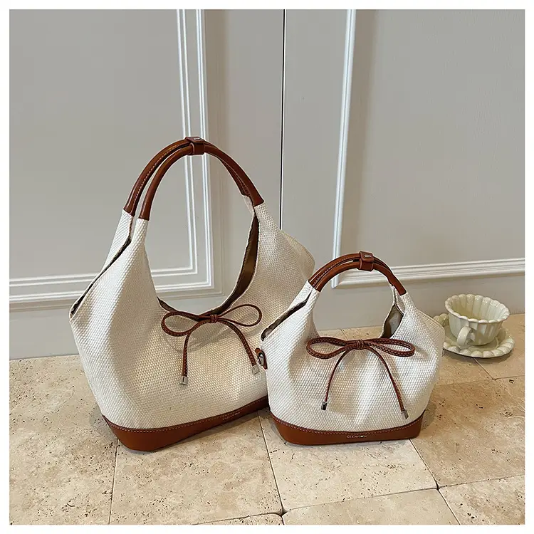Cross-Border Canvas Vegetable Basket Bag Women Large Capacity 2025 New Summer Niche Single Shoulder Armpit Bag Commuter Tote Bag — feature 9