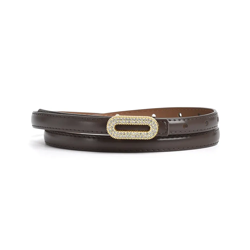 Women's Black Rhinestone Belt with Gold Buckle - Image 7