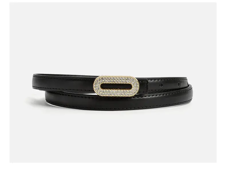 Women's Black Rhinestone Belt with Gold Buckle — feature 10