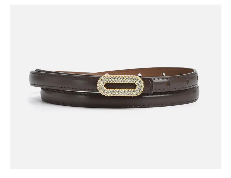 Women's Black Rhinestone Belt with Gold Buckle — feature 11