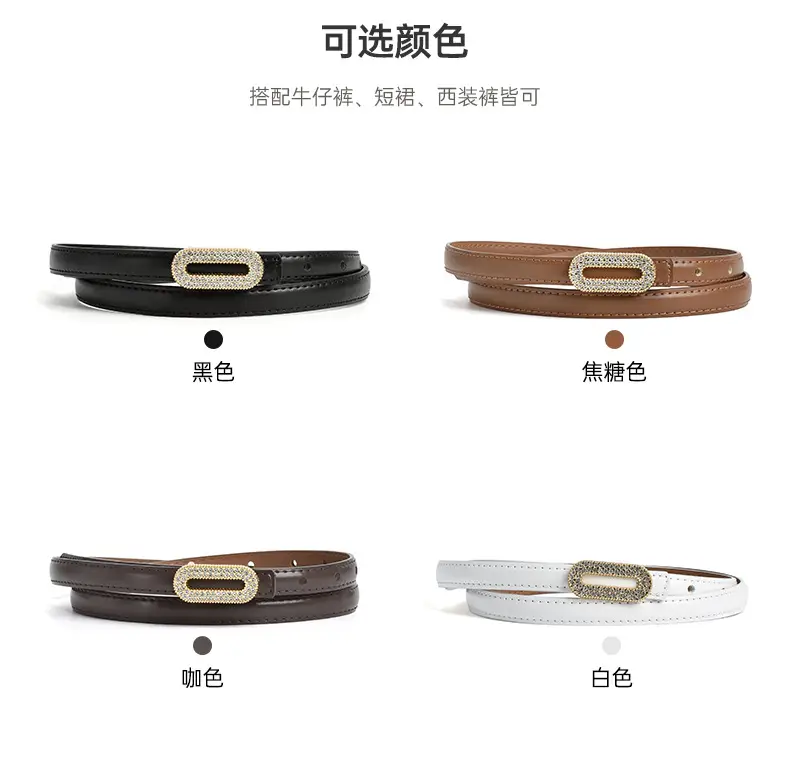 Women's Black Rhinestone Belt with Gold Buckle — feature 4