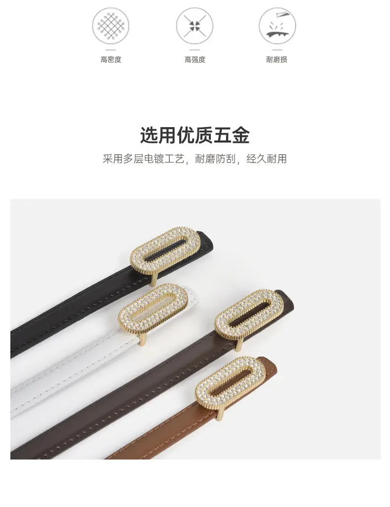 Women's Black Rhinestone Belt with Gold Buckle — feature 6