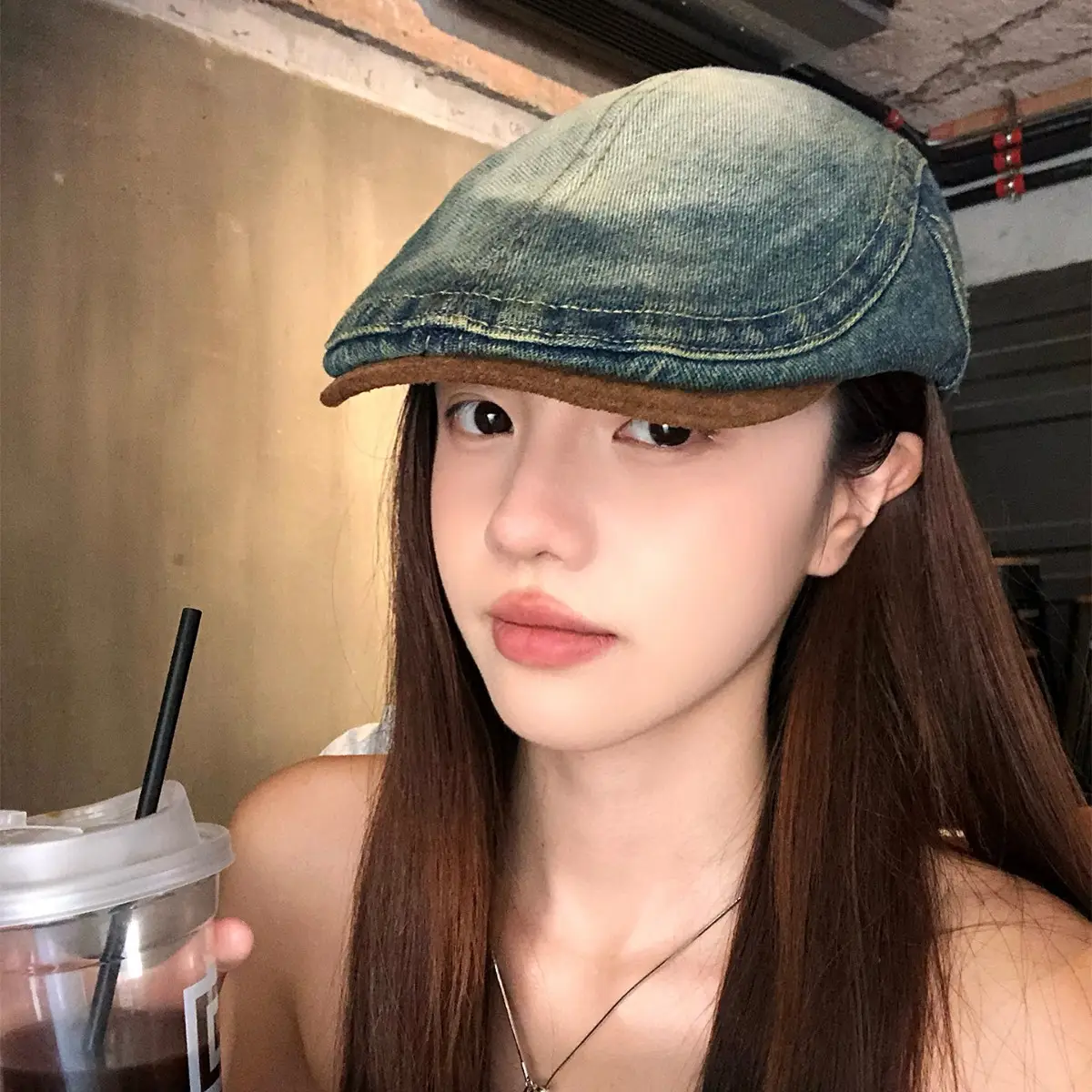 Vintage Washed Denim Forward Cap for Women - Image 3