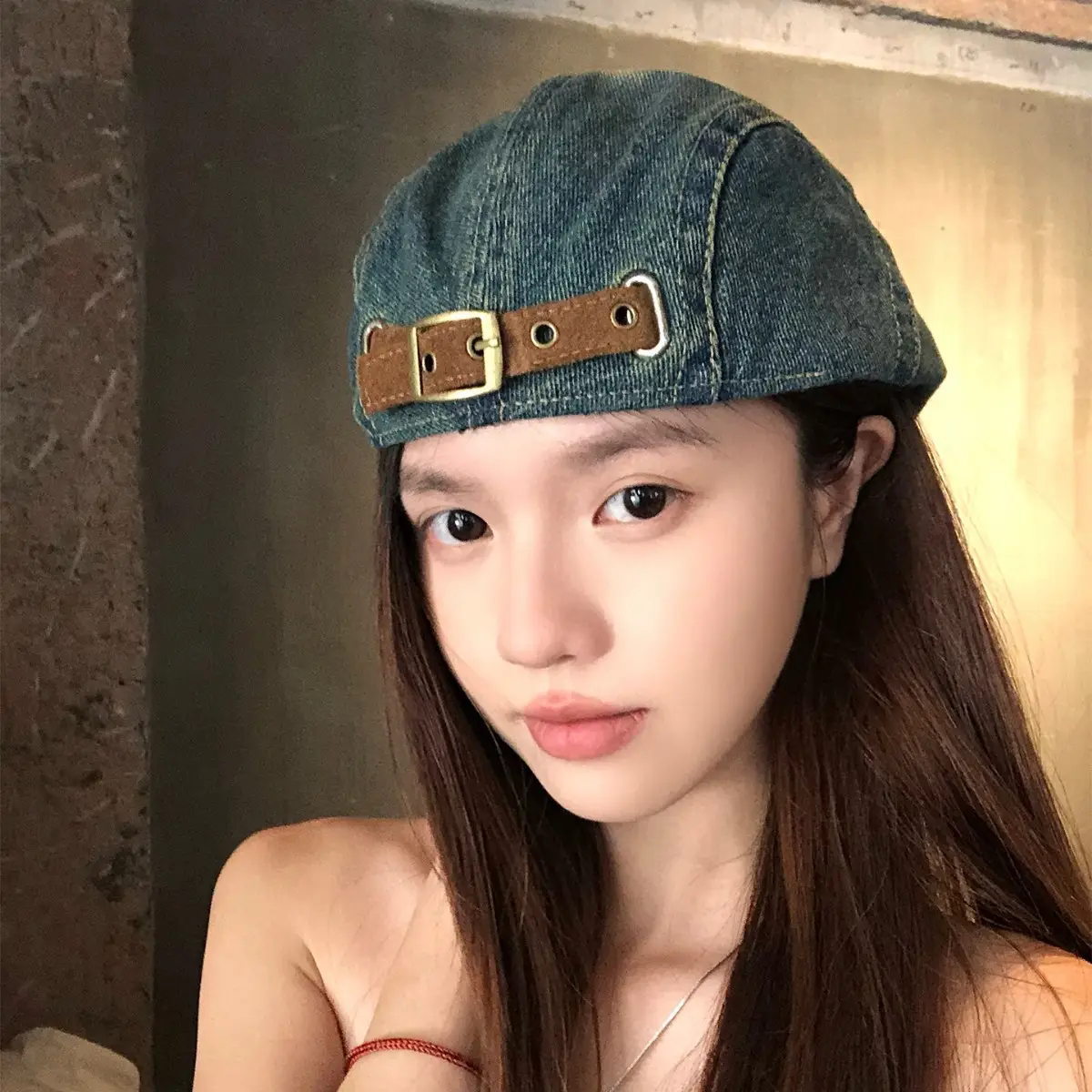 Vintage Washed Denim Forward Cap for Women - Image 6