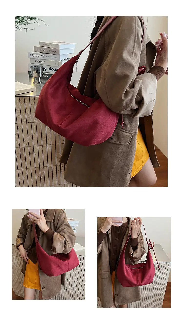 Retro Frosted Women's Large Shoulder Bag Brown — feature 10