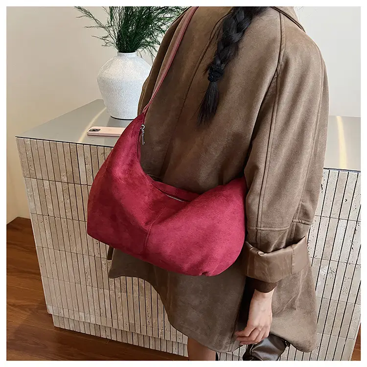 Retro Frosted Women's Large Shoulder Bag Brown — feature 26