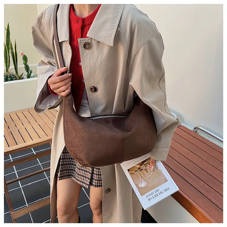 Retro Frosted Women's Large Shoulder Bag Brown — feature 30