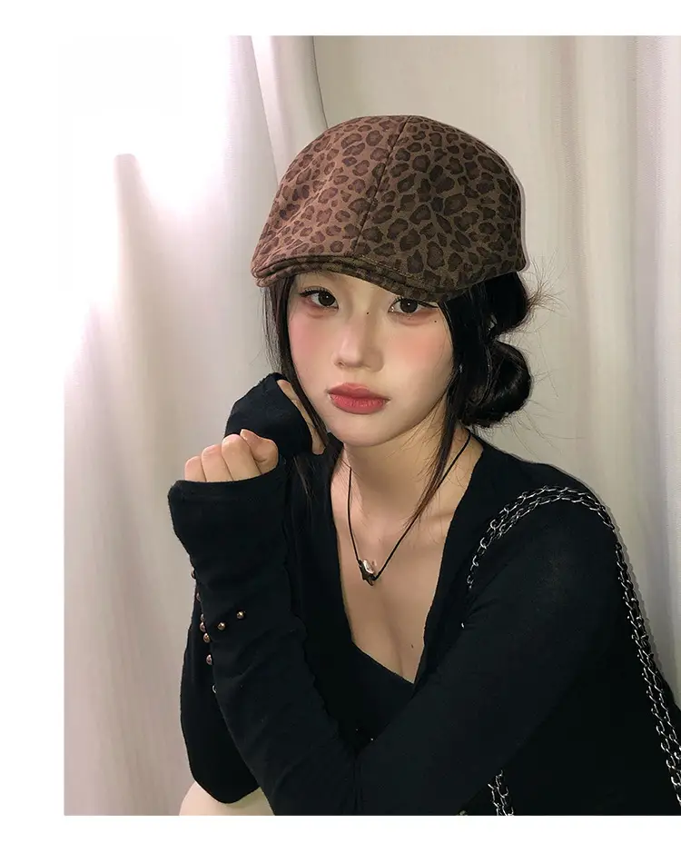Leopard Print Forward Cap for Women Spring Autumn — feature 7