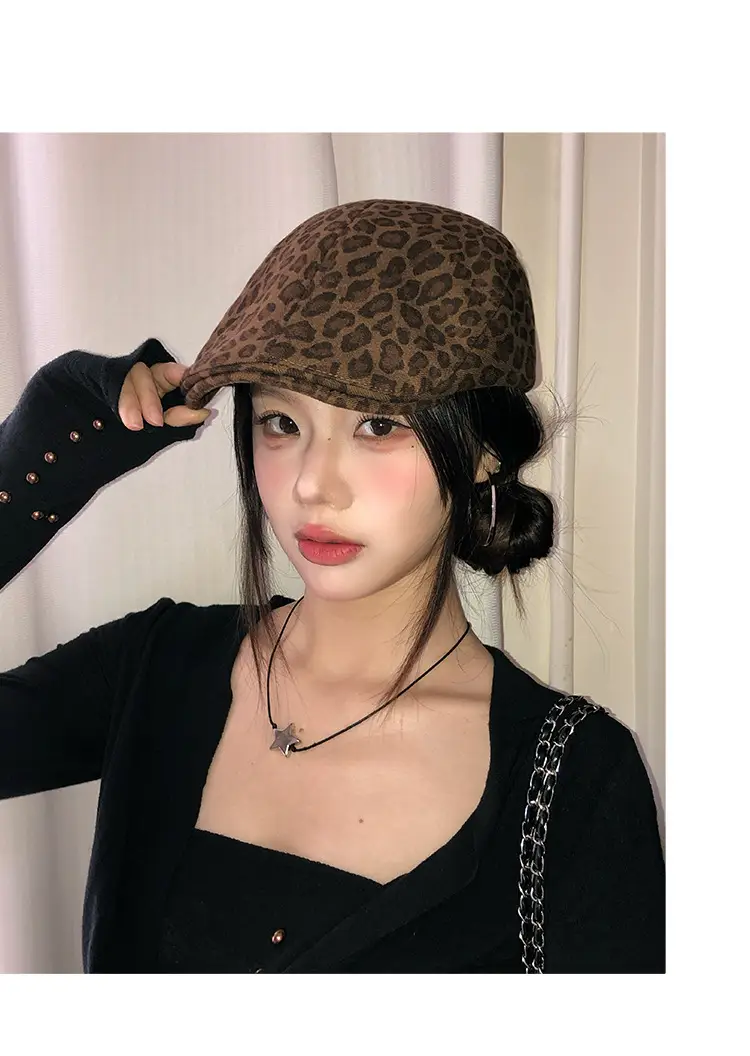 Leopard Print Forward Cap for Women Spring Autumn — feature 9