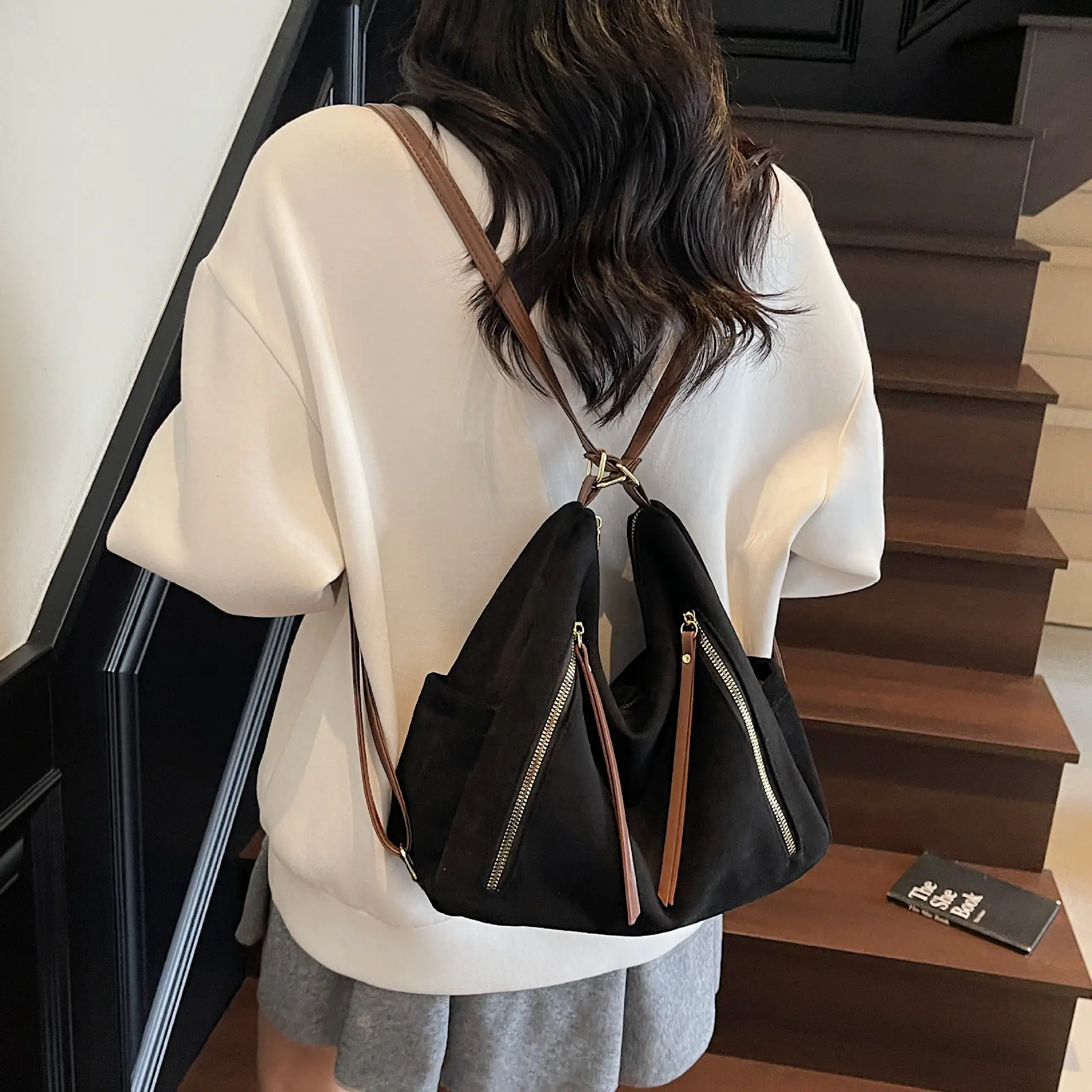 Women Retro Suede Shoulder Tote Bag Brown 2025 - Image 6