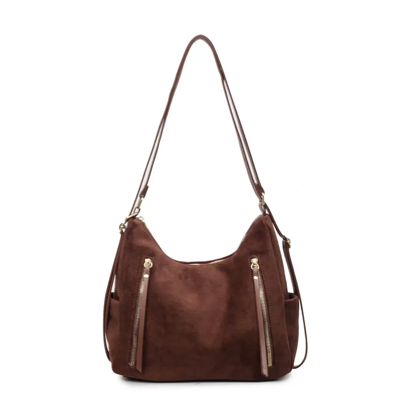 Women Retro Suede Shoulder Tote Bag Brown 2025 - Image 9