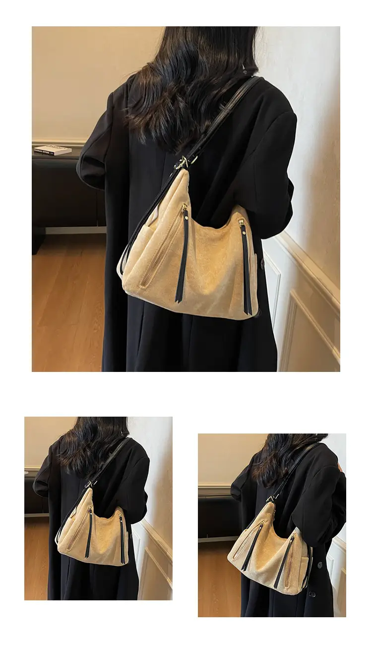 Women Retro Suede Shoulder Tote Bag Brown 2025 — feature 12