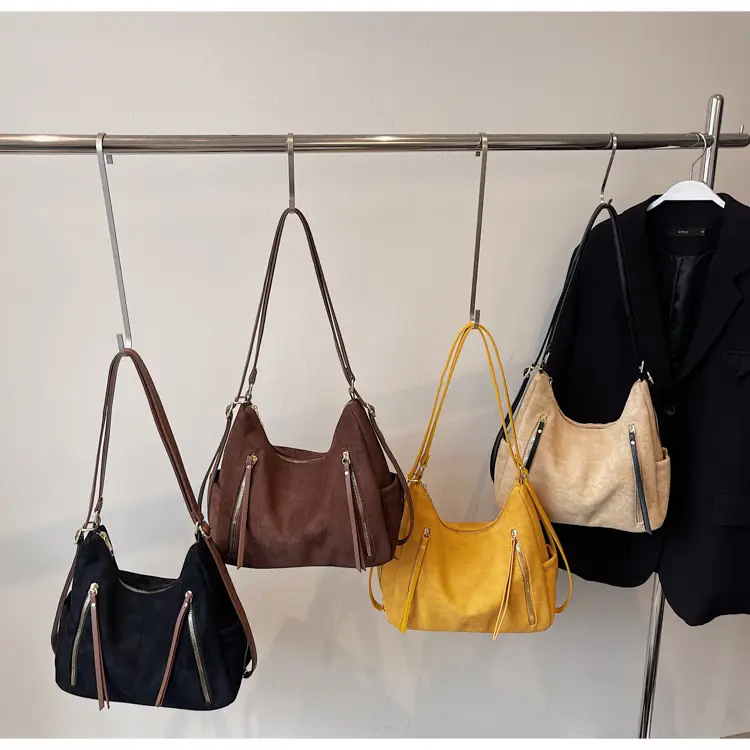 Women Retro Suede Shoulder Tote Bag Brown 2025 — feature 15