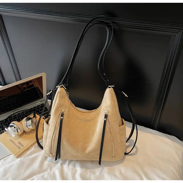 Women Retro Suede Shoulder Tote Bag Brown 2025 — feature 16