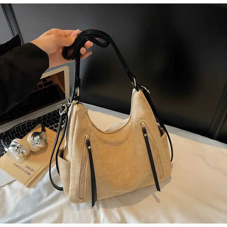 Women Retro Suede Shoulder Tote Bag Brown 2025 — feature 17