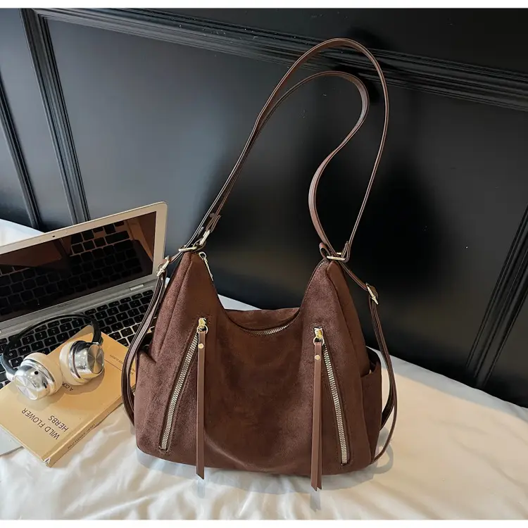 Women Retro Suede Shoulder Tote Bag Brown 2025 — feature 18