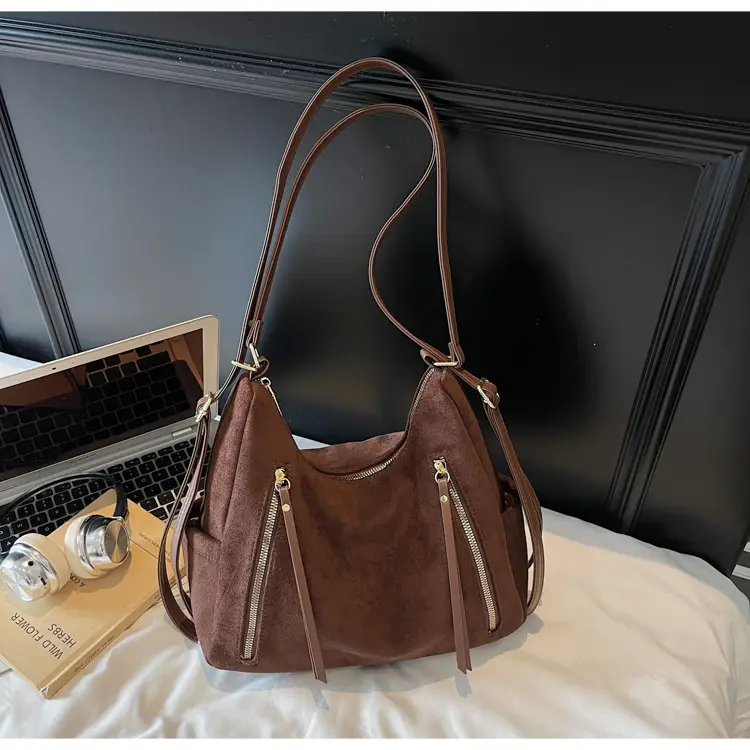Women Retro Suede Shoulder Tote Bag Brown 2025 — feature 19