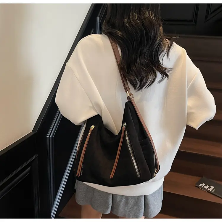 Women Retro Suede Shoulder Tote Bag Brown 2025 — feature 24