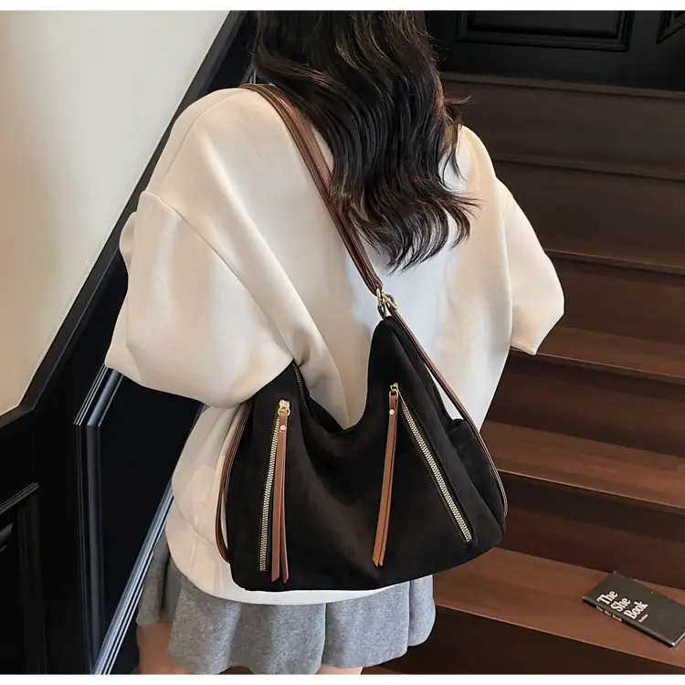 Women Retro Suede Shoulder Tote Bag Brown 2025 — feature 25