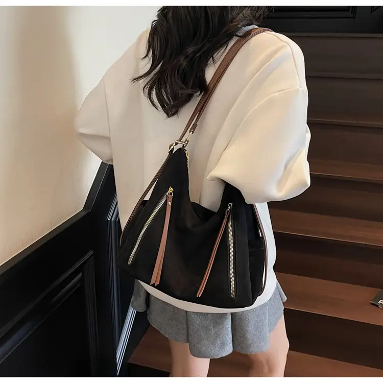 Women Retro Suede Shoulder Tote Bag Brown 2025 — feature 28