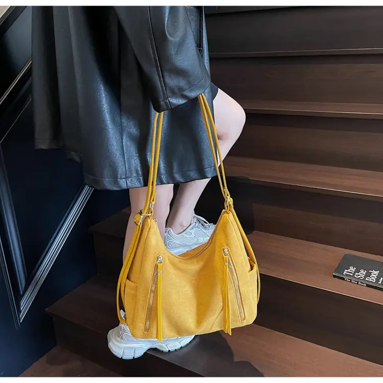 Women Retro Suede Shoulder Tote Bag Brown 2025 — feature 35