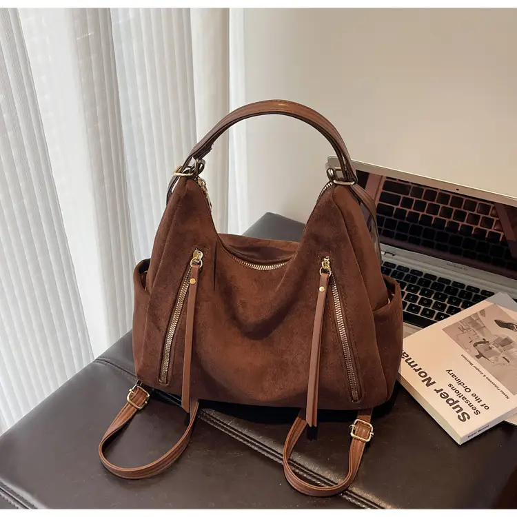 Women Retro Suede Shoulder Tote Bag Brown 2025 — feature 41