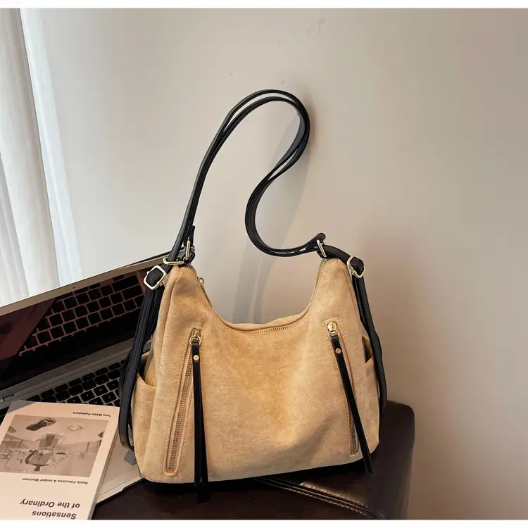 Women Retro Suede Shoulder Tote Bag Brown 2025 — feature 42