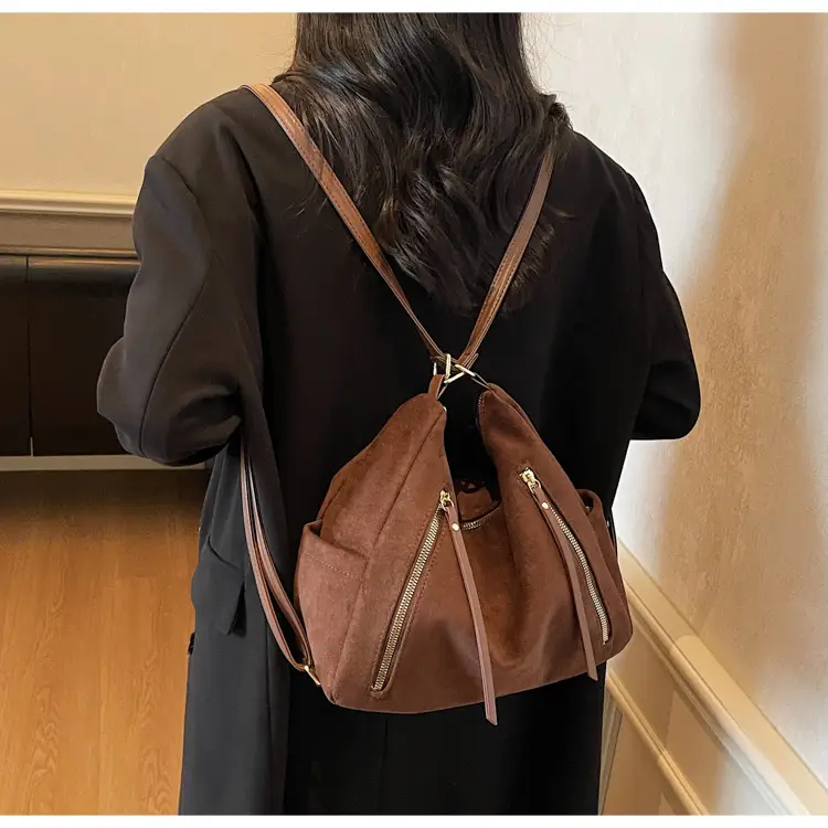 Women Retro Suede Shoulder Tote Bag Brown 2025 — feature 47