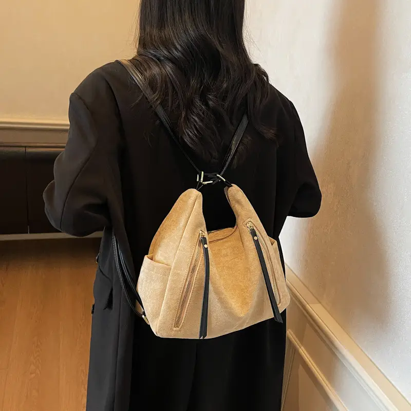Women Retro Suede Shoulder Tote Bag Brown 2025 - Image 4