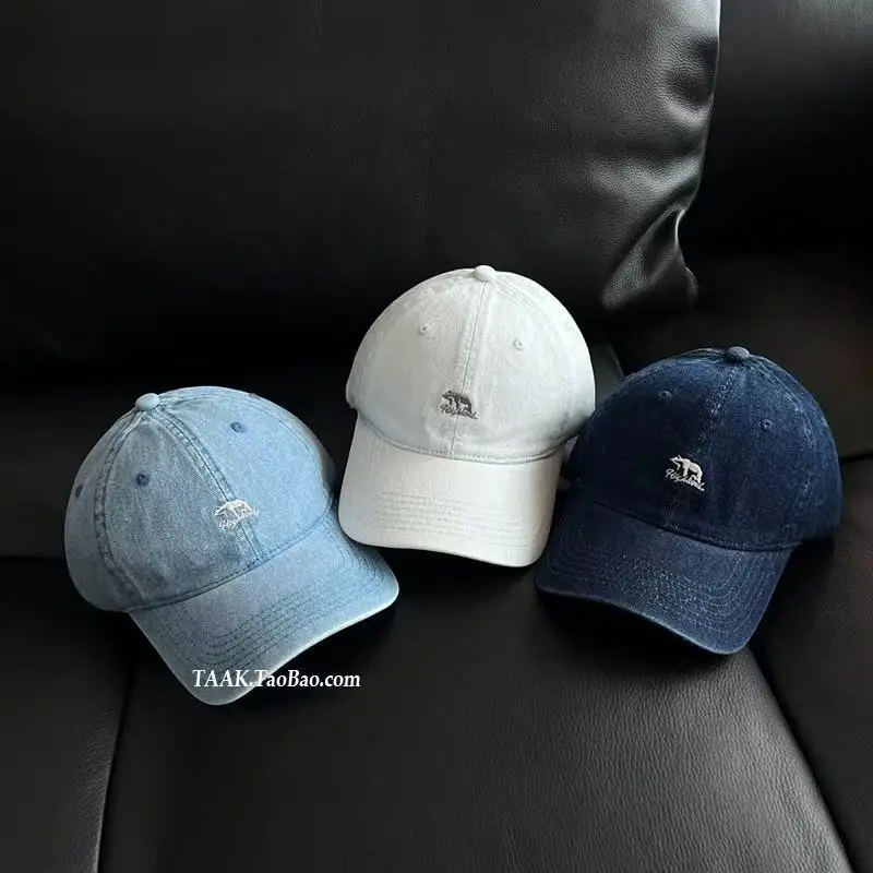 Women Bear Denim Cap 2026 Wide Brim Couple Style - Image 6
