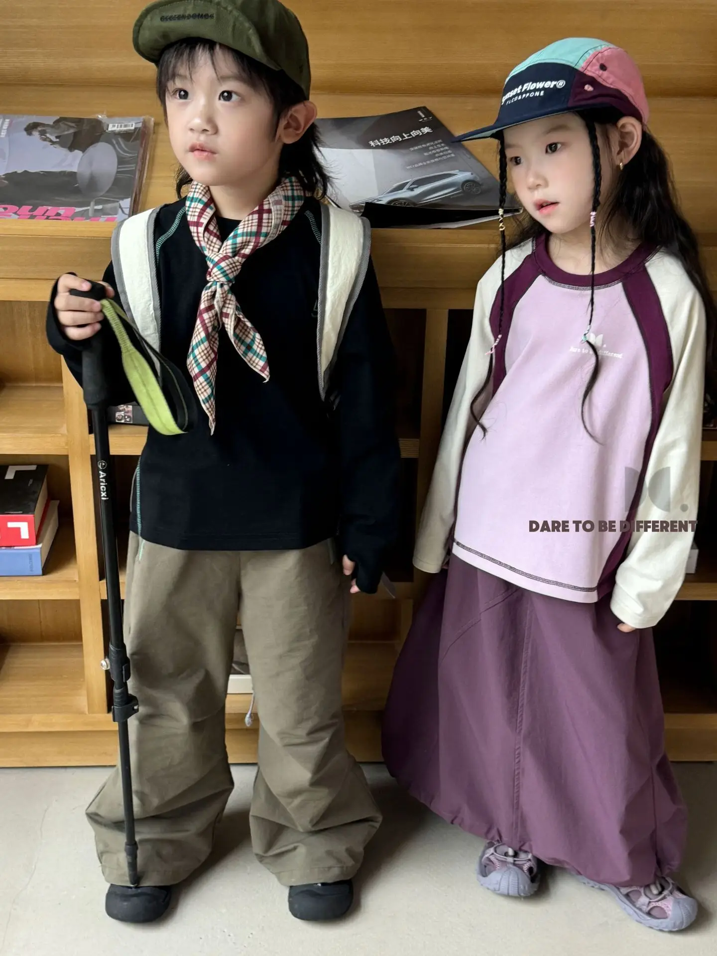 Kids Matching T-Shirt Set Spring Autumn Raglan Sleeve Bottoming - Image 6