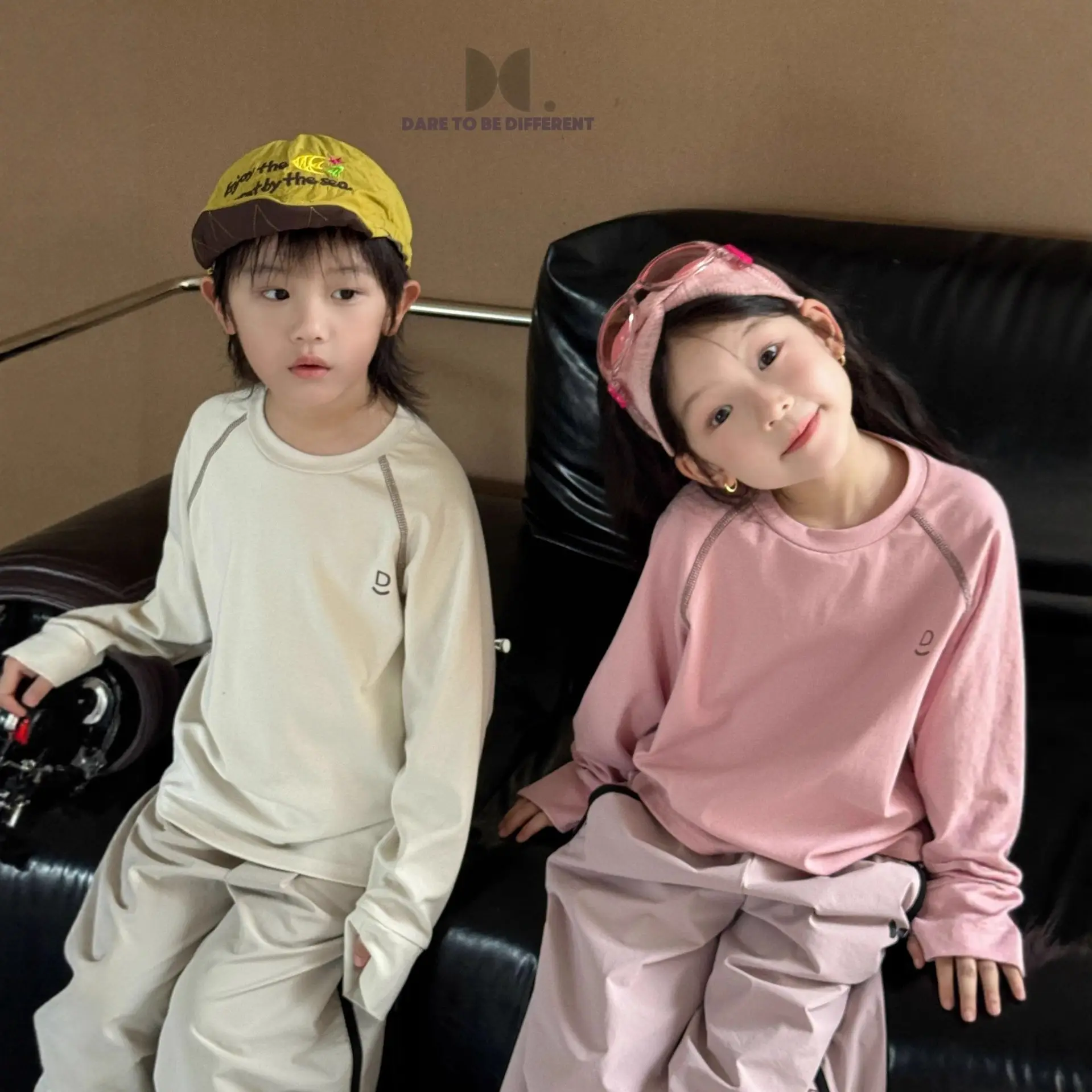 Kids Matching T-Shirt Set Spring Autumn Raglan Sleeve Bottoming - Image 4