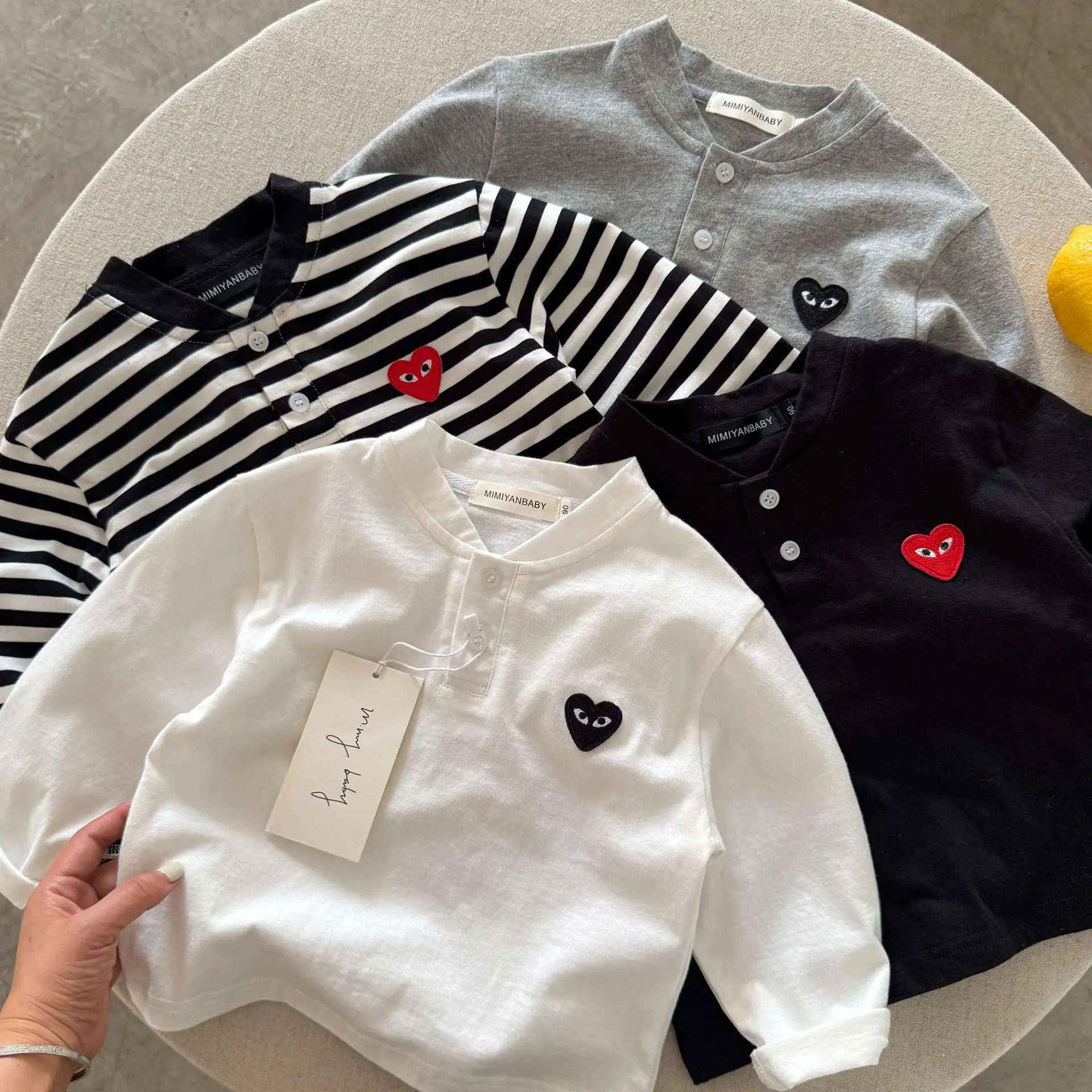 White Heart-Shaped Baby T-Shirt Long Sleeve Spring Autumn - Image 6