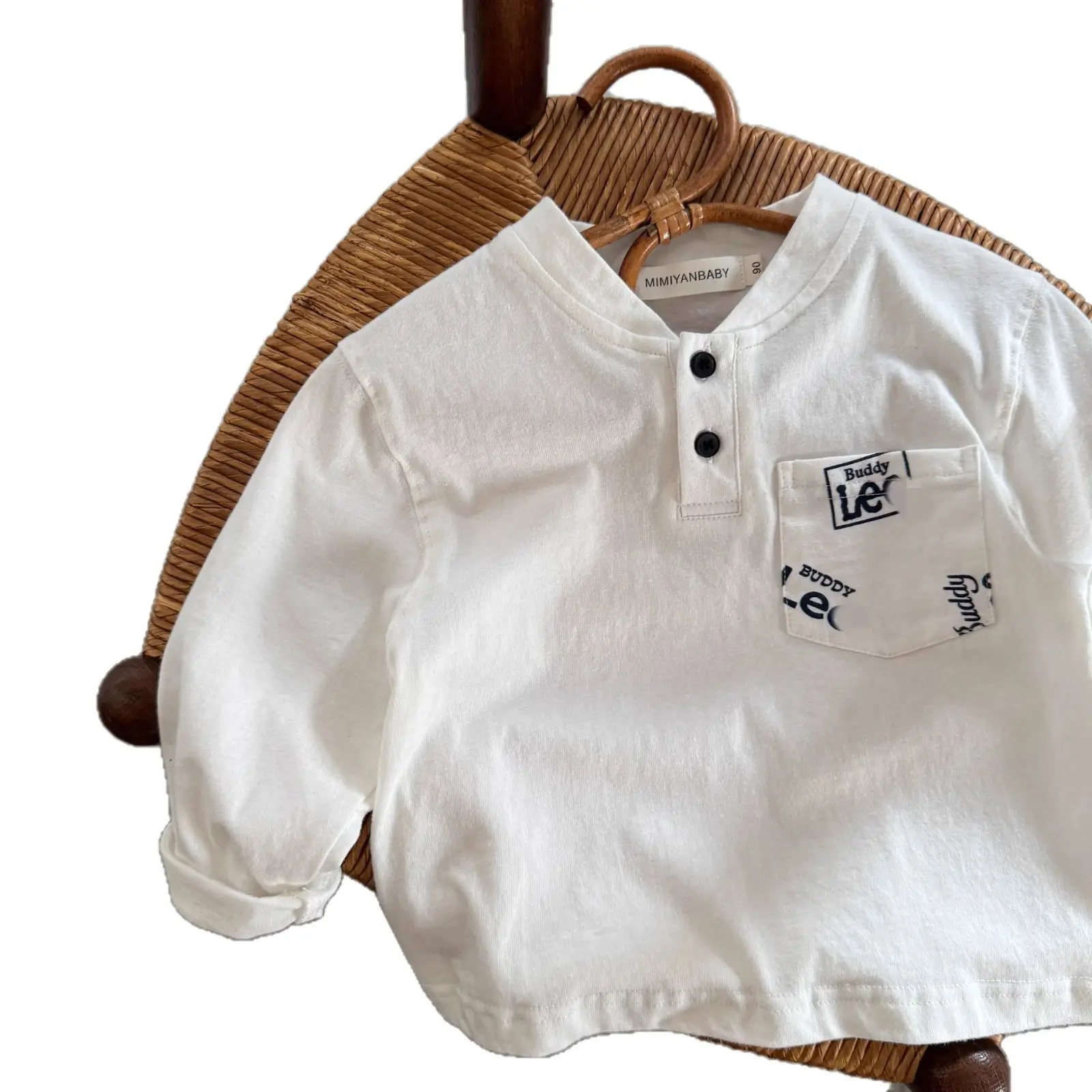 Ningli Boys Long Sleeve Polo Shirt White Navy Spring Autumn - Image 8