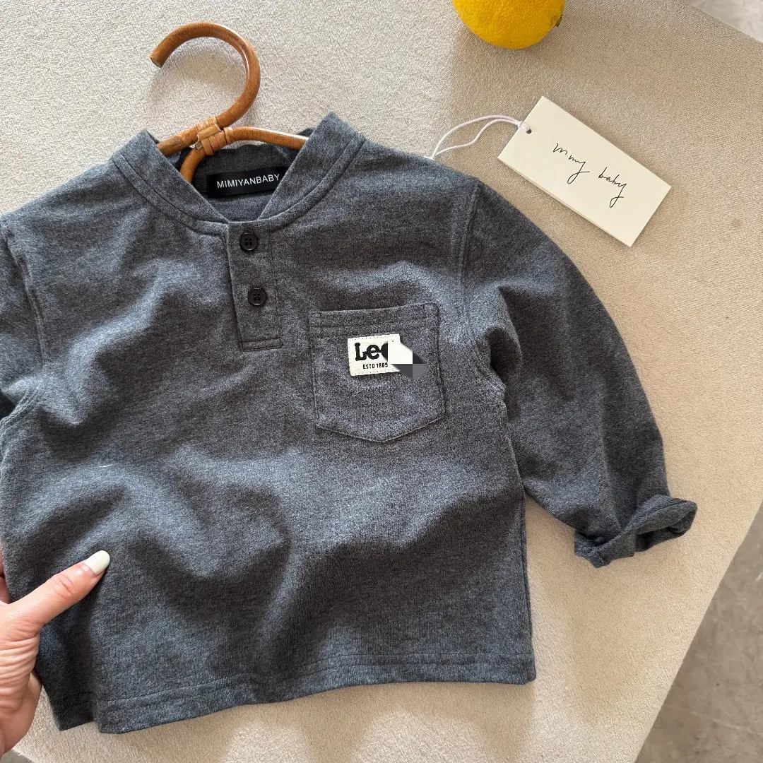 Ningli Boys Long Sleeve Polo Shirt White Navy Spring Autumn - Image 2