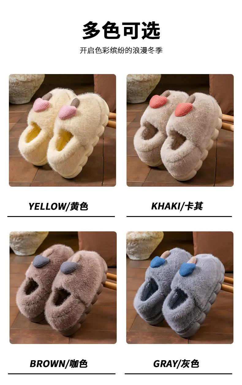 Cute Mushroom Slippers for Women Blue Beige Winter Warm — feature 6