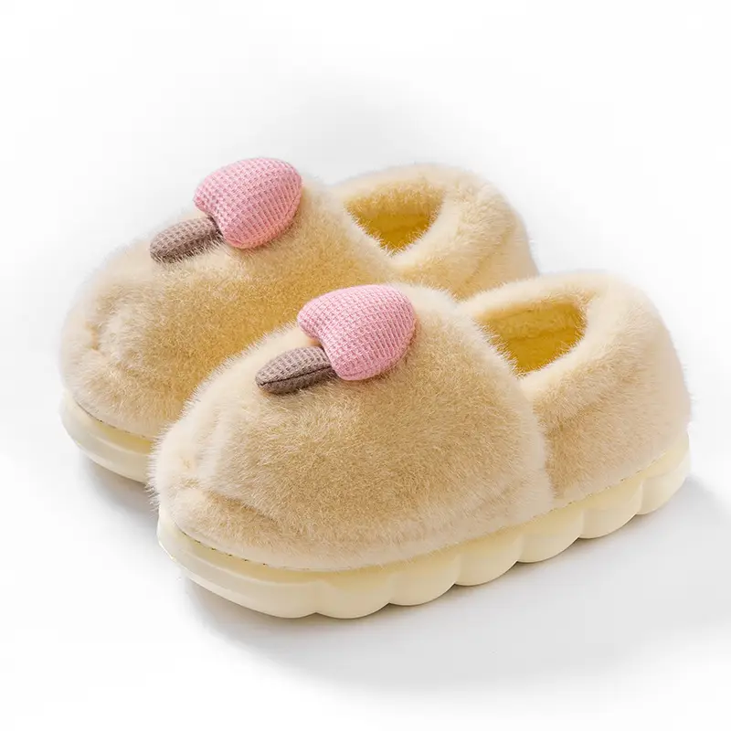 Cute Mushroom Slippers for Women Blue Beige Winter Warm - Image 2
