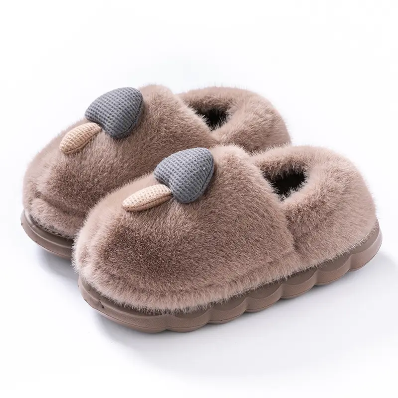 Cute Mushroom Slippers for Women Blue Beige Winter Warm - Image 4