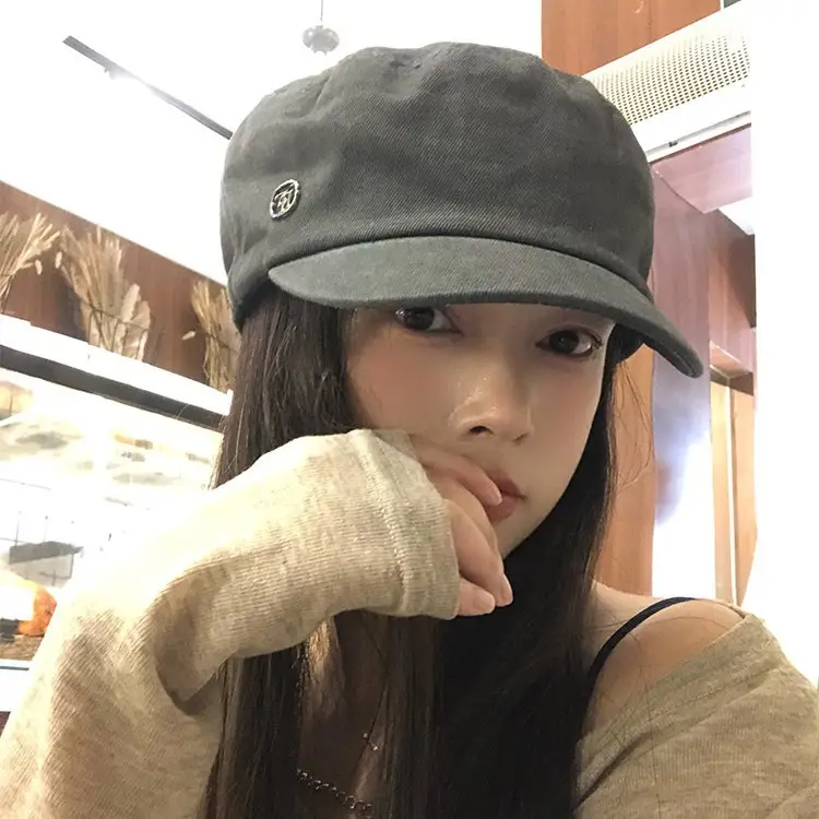 Women Japanese Style Wash Denim Beret Summer Hat - Image 3