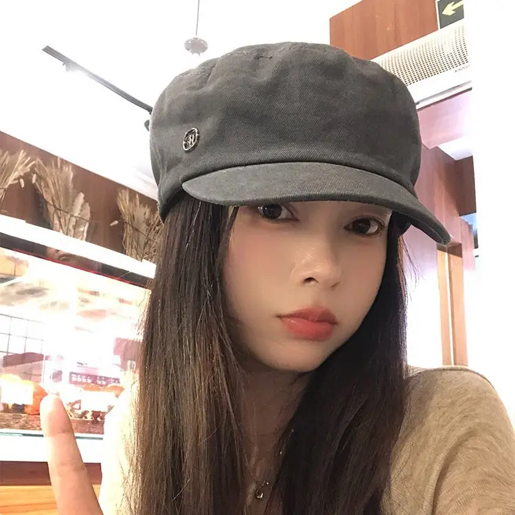 Women Japanese Style Wash Denim Beret Summer Hat - Image 4