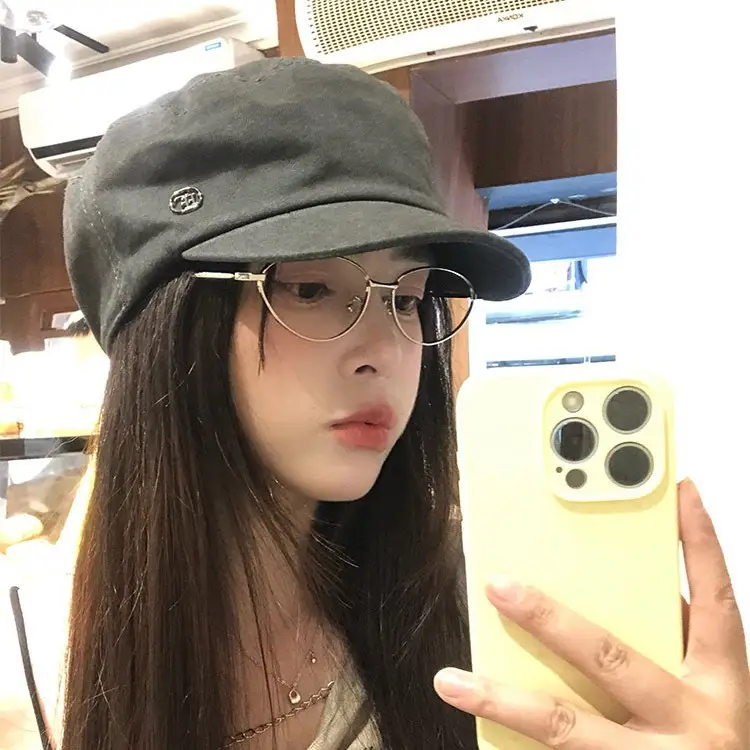 Women Japanese Style Wash Denim Beret Summer Hat - Image 5