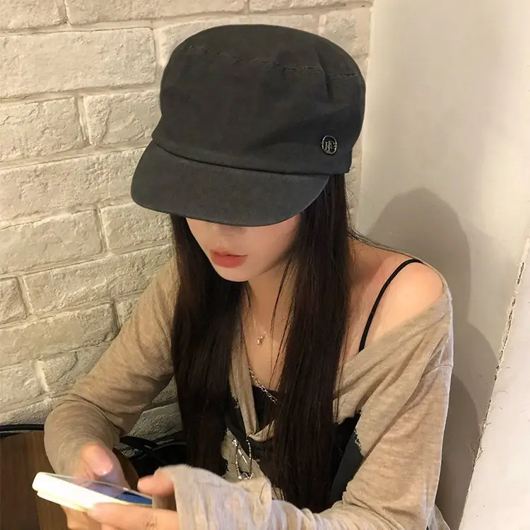 Women Japanese Style Wash Denim Beret Summer Hat - Image 6