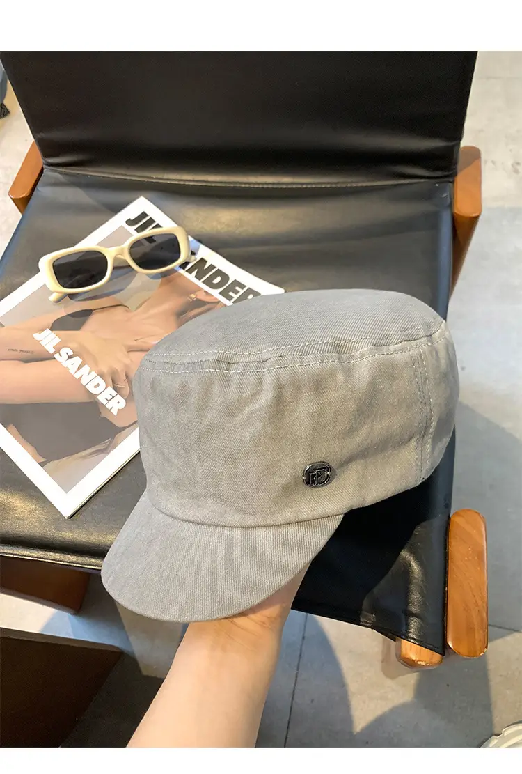 Women Japanese Style Wash Denim Beret Summer Hat — feature 11