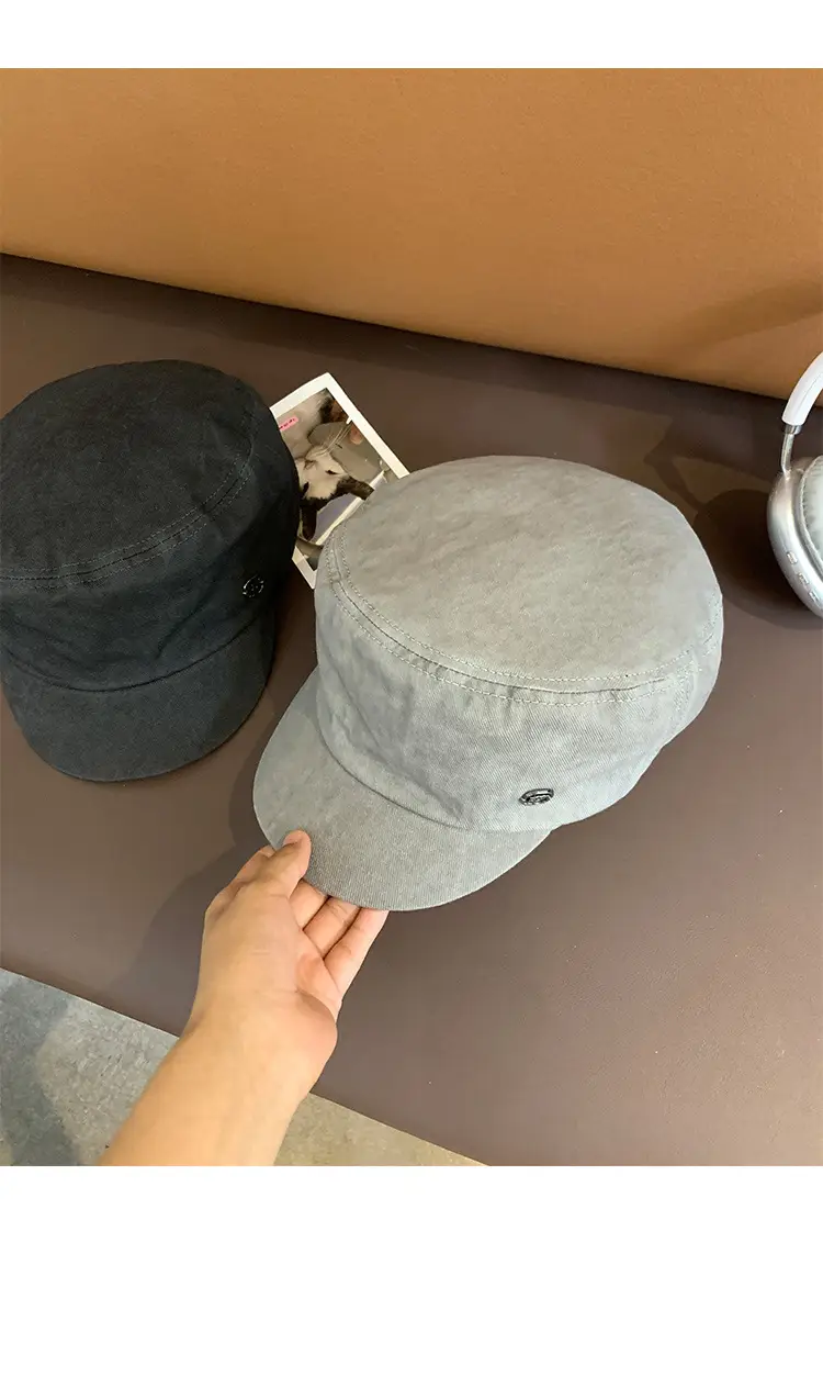 Women Japanese Style Wash Denim Beret Summer Hat — feature 12